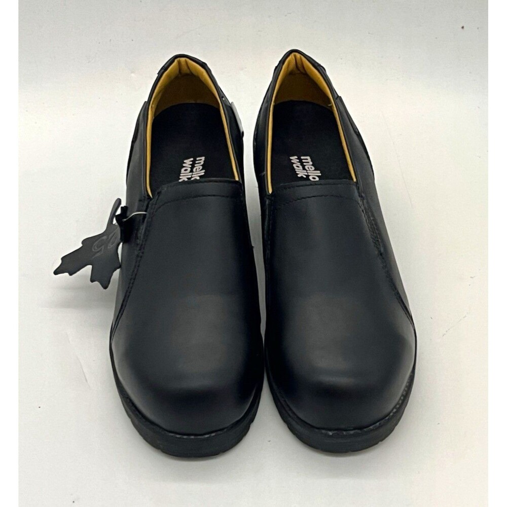 Mellow Walk Black Leather Loafer Slip-On Round Toe Womens 6.5D